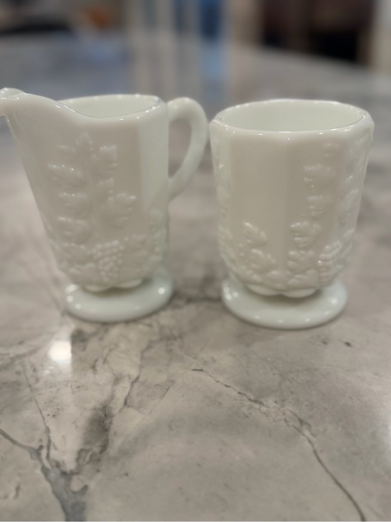 Westmoreland Other - Vintage Westmoreland Milk Glass Paneled Grape Creamer & Tumbler – Matching Set